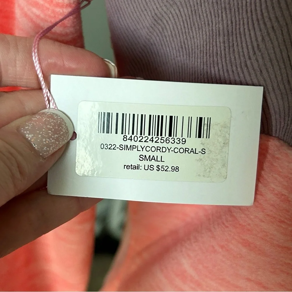 Simply Southern SimplyCordy Half-Zip Sweatshirt in Coral & Purple S - Picture 6 of 11